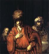 David and Uriah or Ahasuerus,Haman and Harbona